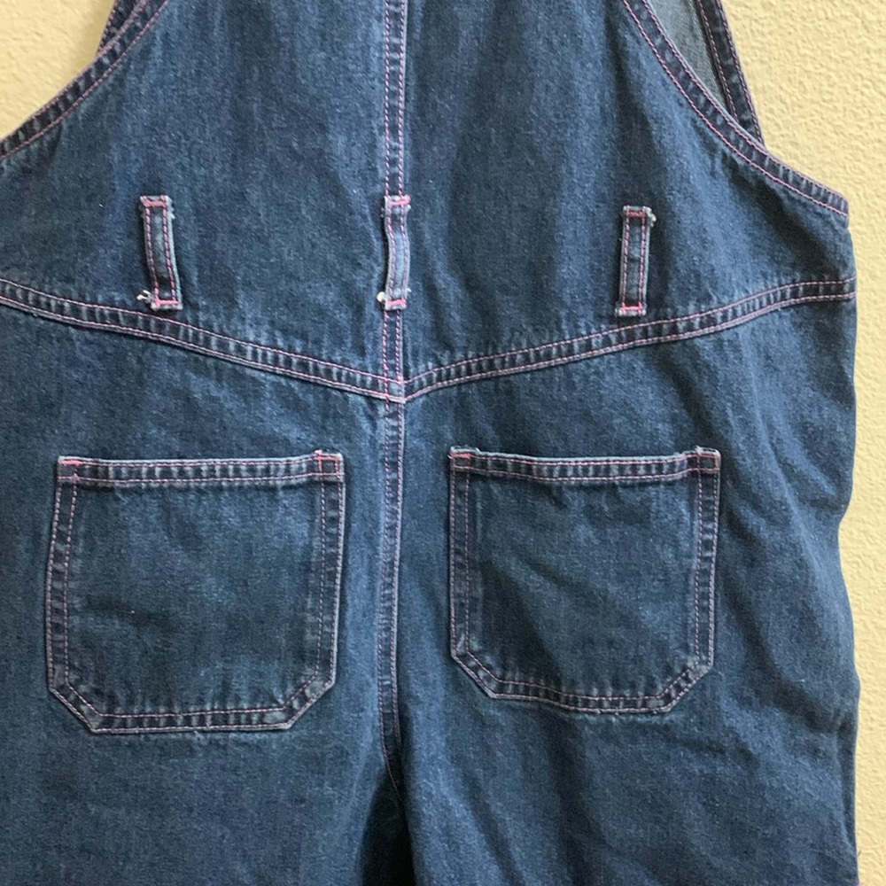 Vintage Y2K Scooby Doo Denim Jean Jumper Dress Shortall Size 7/8 Cotton Floral - Picture 11 of 13